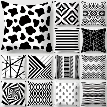Новите черно-бели геометрични каре букви, калъф за възглавница от полиестер, кошница за възглавници, начало декор, възглавница за диван-легло