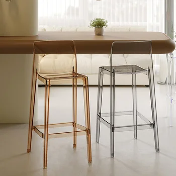 Пластмасов Бар стол в скандинавски стил, Модерни Високи Кухненски Столове за грим, Изчистен фризьорски Домашен столче за бар, Украса за интериора