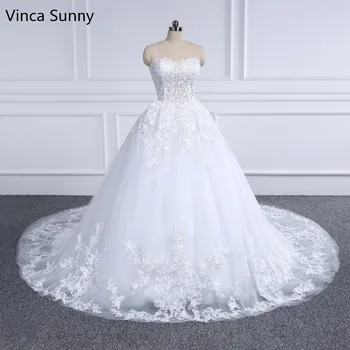 Vinca Sunny Луксозна Бална рокля сватбена рокля с винтажной аппликацией, дантелено сватбена рокля 2021 Princess Vestido De Noiva
