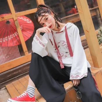 Традиционни японски дрехи, Дамски кимоно Бяла Hoody Рокля Чонсам в китайски стил Harajuku Kawaii Японски cosplay FF2097