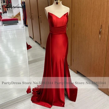 Лакшмигаун, бордовое атласное рокля, Дамски официални рокли 2023 Abendkleider, Русалочьи Рокли за абитуриентски бал за сватби