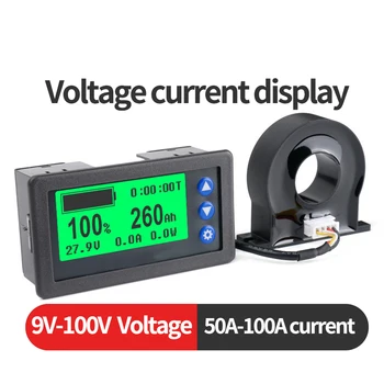 Дисплей на напрежение и ток на батерията 9-100 В 50A 100A Индикатор за нивото на зареждане на батерията 12V 24V 36V 48V 60V Li ion LPF4 LCD