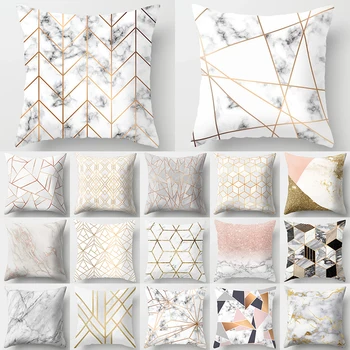 Сива геометрична мраморна възглавница за декорация на дивана, 45x45 см, възглавници за дома, калъфки за възглавници poszewka boho