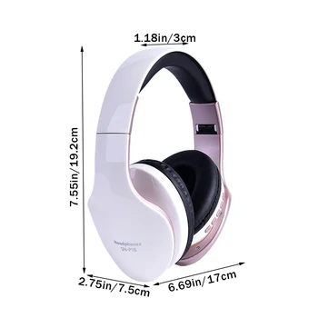 Безжични слушалки за слушалки, сгъване, без ръка, за по-спортно шофиране, слот за слушалки, съвместими с Bluetooth, бял
