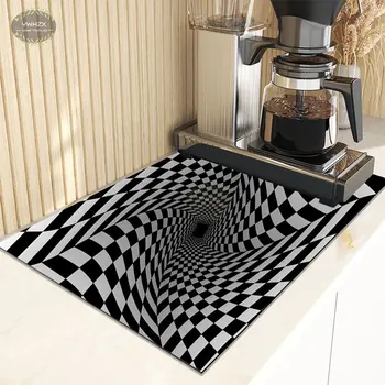 3D Стереоскопическая илюзия вихър, дренажен мат, гума диатомовый противоскользящий Кухненски декоративен аксесоар, Дренажен подложка за баня