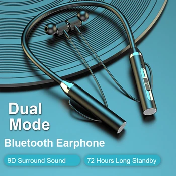 Безжични слушалки Fone Bluetooth 5.2 Слушалки с шейным каишка, силиконова стерео слушалки Hi-Fi, спортни слушалки, водоустойчив магнитни слушалки