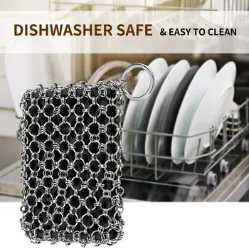 Мрежа за миене на съдове от неръждаема стомана Силиконова Гъба За Почистване на Джобовете Артефакт за Миене на съдове 3D Mesh Двоен пръстен Желязна Четка за миене на Кухненски Инструменти