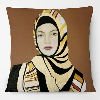 Близък Изток, млада кувейтская жена, боядисване, калъф за възглавница, мюсюлмани, декоративен квадратен калъф за възглавници в ислямския стил