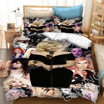 Комплект спално бельо с 3D принтом LADY GAGA, завивки и калъфки за възглавници, стеганое одеало (размери САЩ/ЕС/AU) 02