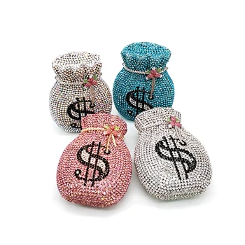 Най-новият луксозен женски дизайнерски клатч за партита, забавни клатчи с кристали rich dollar, портмоне, чанта за доларови пари