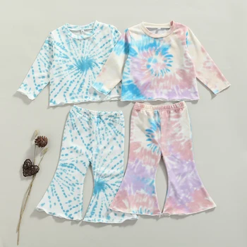 Citgeett/ Есенен комплект дрехи с равен брой гласове-боя за Малки момичета, Тениска с дълъг ръкав + разкроена Панталони с еластичен ластик На талията, Пролетен Костюм