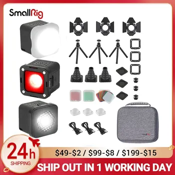 SmallRig 3 Серии Led Осветление за Видео DSLR Fill Light Водоустойчив Преносим Комплект Осветление За Камера Mini Cube с 8 Цветни Филтри 3469