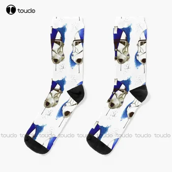 Clonetrooper Space Wars Sici небесни Акварели чорапи Сладки чорапи Коледен подарък Унисекс Чорапи за възрастни, юноши и младежи на поръчка За жени и мъже