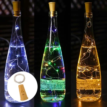 Светлини за бутилки вино с тапа-5 режима за настройка на яркост с таймер, 20 led подсветок за бутилки вино, работещи на батерии, гирлянди 