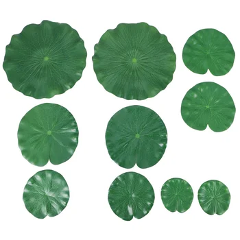 10 броя 5 вида изкуствена плаваща пяна Листа на лотос, Лилия Изкуствена зеленина Декор на езерото за басейна Декор на аквариум