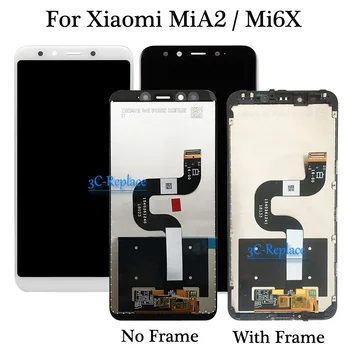Черен/Бял 5,99 инча За Xiaomi Mi A2, Mi A2, Mi 6X, MI 6X, LCD екран, Тъчпад, Дигитайзер, В Събирането, Замяна/С Рамка