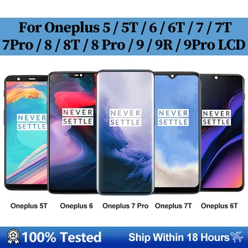 100% Тест AMOLED, за Oneplus 5 LCD дисплей 5T 6T 7T 7Pro 7T Pro 8Pro 9R 9Pro LCD дисплей с сензорен екран, Подмяна на дисплея Oneplus 7