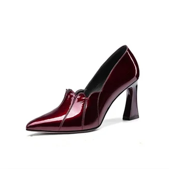 Cresfimix/ Дамски Модни Вино-Червено Благородна Пролетно-лятна Удобни Кожени Обувки на Висок Ток, за Парти Sapatos Femininas A345