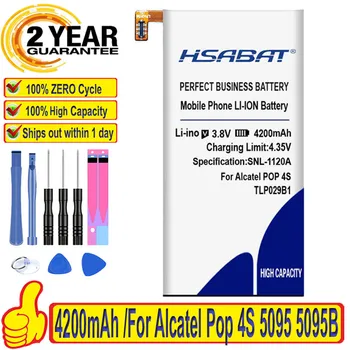 100% Оригинална Батерия HSABAT 4200mAh TLp029B1 За Alcatel Pop 4S 5095 5095B 5095I 5095K 5095L 5095Y За TCL 550