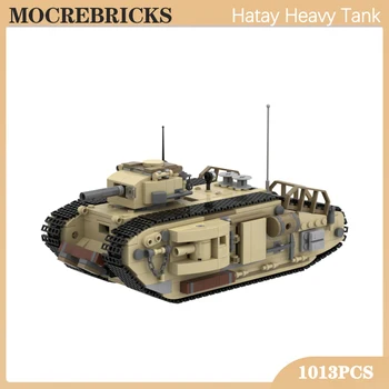 Серия от военни филми проследяват превозно средство машина Hatay Тежък танк MOC Градивен елемент WW1 Mk VIII Модел на танков Оръжия Тухли, Играчки, Подаръци за деца