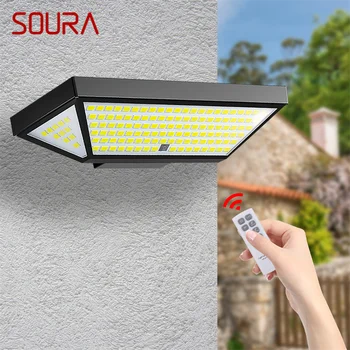 Уличен слънчев стенен монтаж прожектор SOURA, индукционный лампа за човешкото тяло с дистанционно управление, водоустойчива IP65 led лампа за вътрешния двор