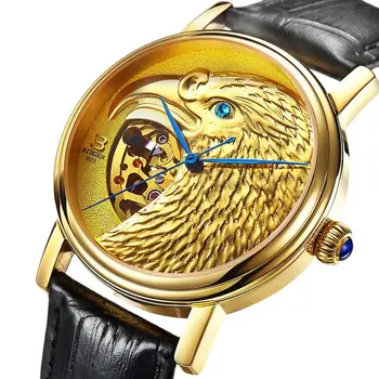 Швейцария BINGER Япония MIYOTA 8N24 Автоматични механични мъжки часовник сапфировые водоустойчив диамантени часовник Skeleton Eagle B8888
