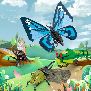 4 Вида насекоми от Серия Животни Пеперуда Модел гъсеници Детски пъзел в Събирането Градивен елемент на институционалния подарък