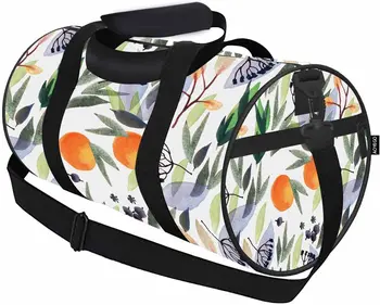 Спортна Спортна чанта с акварельными листа портокалова горичка, мъжки и дамски чанта за пътуване, спортна чанта-тоут