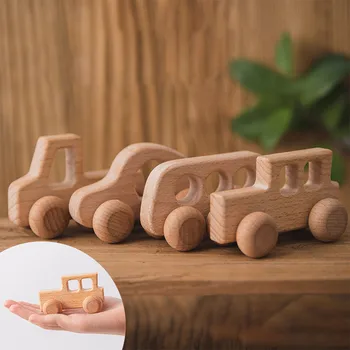 Дървени малки кола играчки, градивните елементи, изработени Ръчно тласък, сглобяване на Модели малки автомобили, Детски инерционные забавни Играчки, Дървени блокове