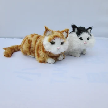имитация на привлекателен котка 16x8x9 см, модел от полиетилен и кожа, модел котки, предмети за декорация на дома, модел подарък d455