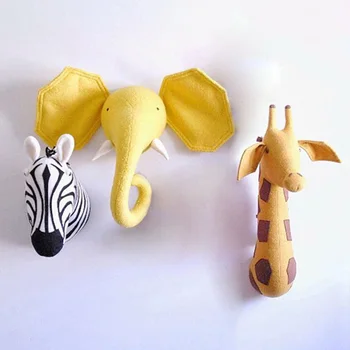 Главата на животното, слон, Зебра, на главата си Жираф, монтиране на украса за детска стая, обзавеждане за детска спалня, гоблени, монтиране на стена, подаръци, Играчки