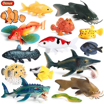 Oenux Моделиране на Фигурки на океанските животни, Морска Риба, Тилапия, Сьомга, костур, Шаран, Модел аквариум Декорация, детска Образователна играчка