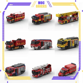 Серия автомобили Moc Строителни блокове Белгия Холандски Модел за пожарна команда в Ню Йорк и Лондон, Технологични тухли, марка кола, детски играчки 