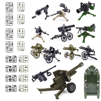 Градивен елемент, военна оръжейната фигурка, ченгета, войници, тежки, леки картечници, ракетни гранати, минометная оръдие, играчка детайли Gatling