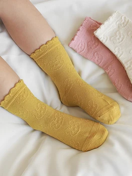 Детски чорапи, сладки тънки чорапи със средна дължина, за момичета, 2023, пролетно-есенни нови детски дантелени дишащи терлици