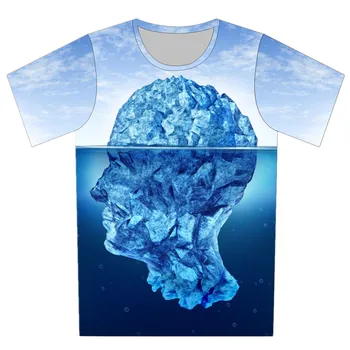 Детска тениска с шарени Кубчета Лед във формата на главата на Синьо Небе, Лятна Детска Тениска с 3D Изображение, За момчета И Момичета, Модерен Пуловер За рожден ден, Тениски