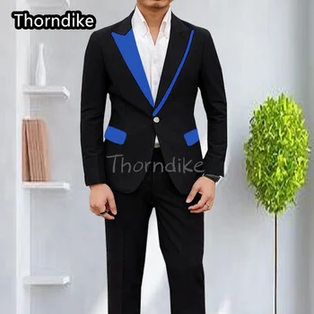 Thorndike 2022 Ново записване, Нов Мъжки костюм на Кралския син с Остра яка, Сватбен Бизнес официален костюм (Палта + панталони)