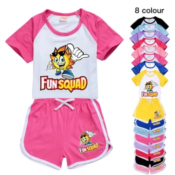 Детска облекло Kawaii Забавни Squad, детски Комплекти летни блузи, памучни ежедневни блузи, тениски, Костюми за малките момичета, спортни дрехи на едро