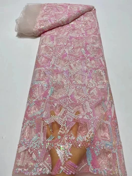Окото лейси плат в нигерия стил с пайети ръчно изработени, Африка 2022, висококачествено луксозно тюлевое дантела от мъниста за шиене на сватбени вечерни рокли