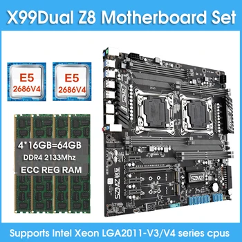Комплект Дънната платка X99 Dual Z8 с процесор 2 елемента XEON E5 2686 V4 и оперативна памет 4*16 gb = 64 GB ddr4 2133 Mhz ECC REG