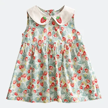 Дрехи за малките момичета, летни дрехи, рокля-жилетка с цветен модел, дрехи за малките момичета, детски рокли с бродерия принцеса на 1 рожден ден, рокля