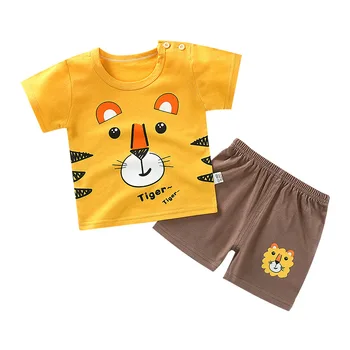 Лятна тениска за малки момчета и момичета + шорти за деца, детски памучни блузи, костюми, облекла за деца от 0 до 4 години
