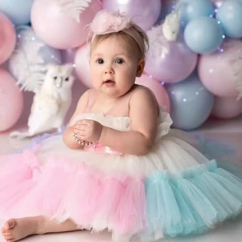 Рокля за кръщаване на новородените момичета, костюм принцеса-опаковки, детски рокли за рожден ден от 1 година, сватба дрехи за малките момичета