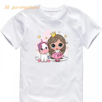 тениска за момичета, хубава тениска с изображение на еднорога, детски дрехи за момичета, ежедневни блузи, бебешки дрехи, тениски за момчета, тениски с коне за малки момчета