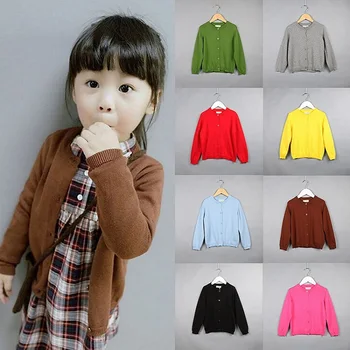 Жилетка за момичета и момчета, пуловери, пролет-есен, обикновен пуловер памук за малки момичета, яке за момчета, детски плетени калъф за детски пуловери за момичета