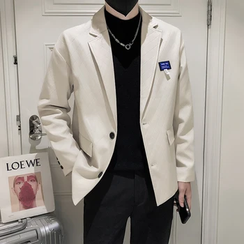 Нова мъжки ежедневни мода; джентълменско гофрети яке; индивидуалност; тенденция във всичко; корейска версия блейзър за възрастните хора в британски стил