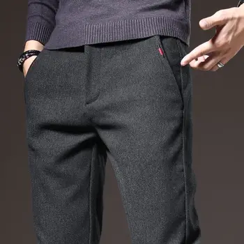 2021, есенно-зимните модни мъжки панталони с висока талия, обикновен бизнес всекидневен костюм, права плътно прилепнали панталони, мъжки дрехи E380