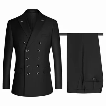 Мъжки професионални бизнес и ежедневни костюми, модерен двухрядный тъмно син черен сив оборудвана костюм