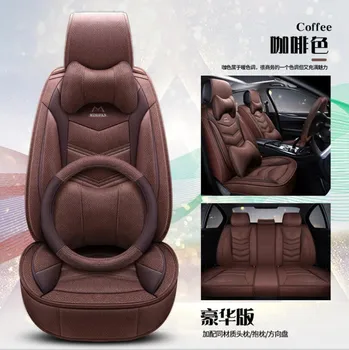 Висококачествен калъф за столче за кола от лен + кожа Datsun on-DO/ За MorrisGaragesMG3 mg3 (отпред + отзад), 5-местна възглавницата на седалката