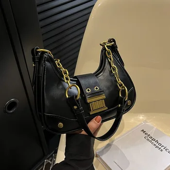Кожени чанти от веригата по рамото за жени 2023 Нова тенденция класическа чанта през рамо Дамски чанти и портмонета с малък размер